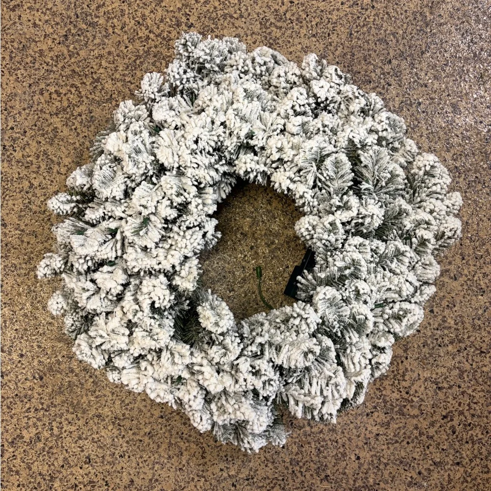 Frosted Green Holiday Wreath with LED Lights
